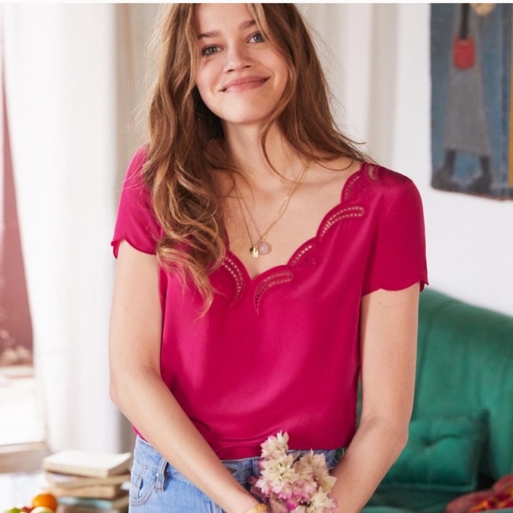 Sezane Annabelle Cutwork Blouse, NWT, sz 36